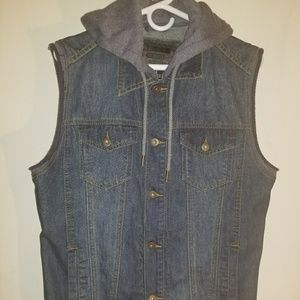 Forever 21 Hooded Jean Vest
